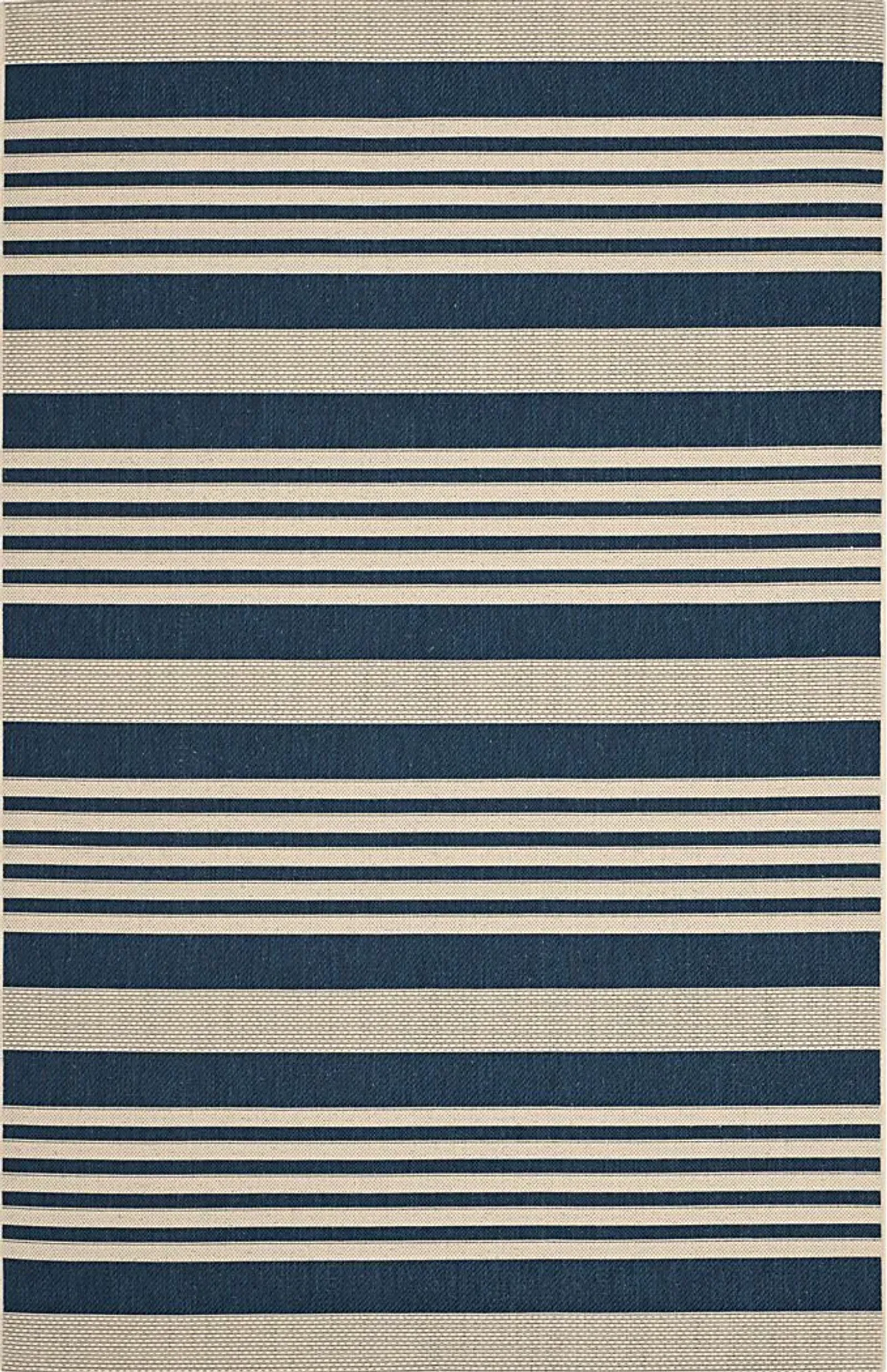 Fresh Stripes Navy 8' x 11' Indoor/Outdoor Rug