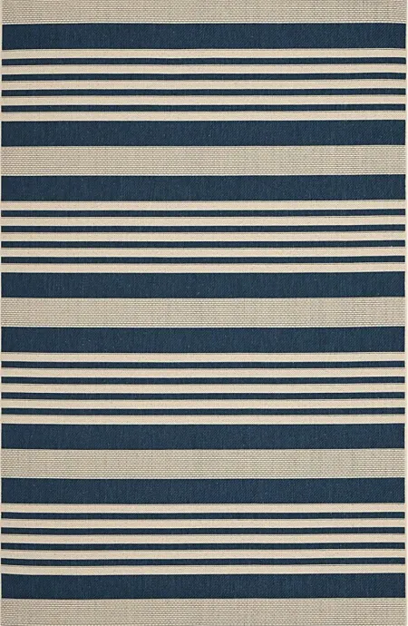 Fresh Stripes Navy 8' x 11' Indoor/Outdoor Rug