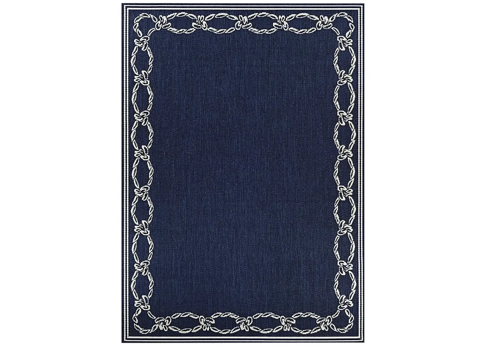 Nautical Border Navy 7'6 x 10'9 Indoor/Outdoor Rug