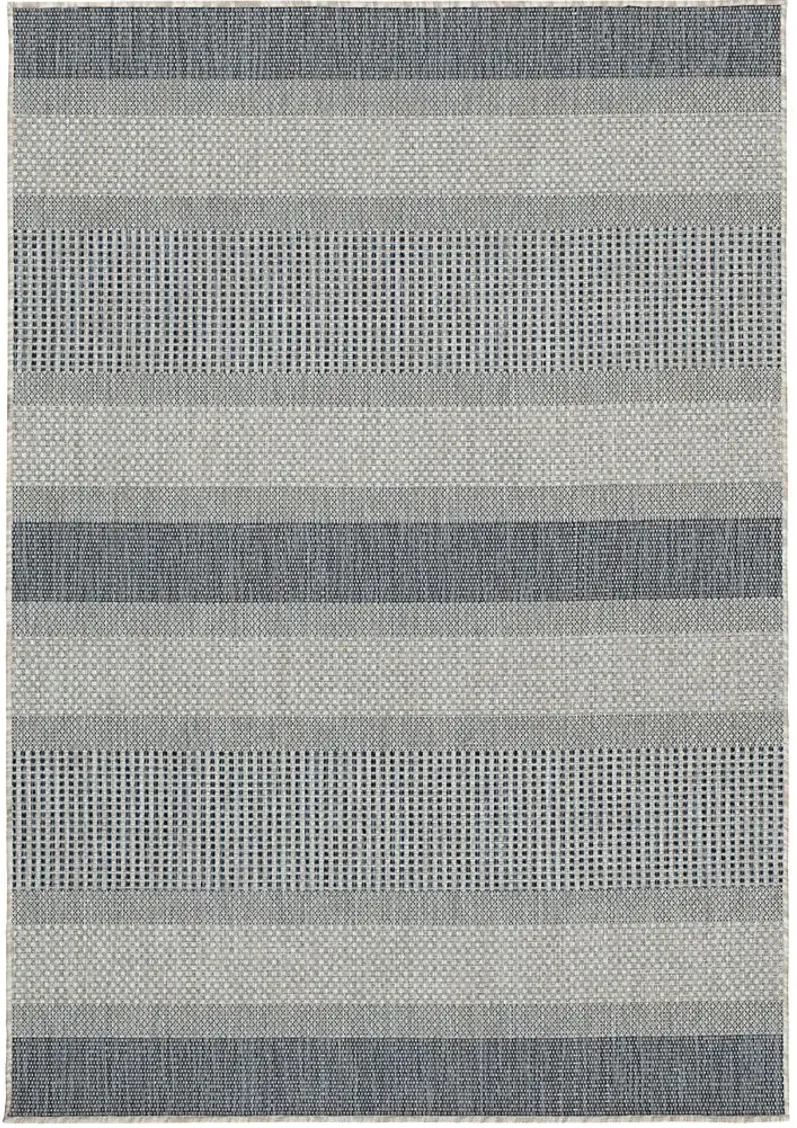 Summer Stripes Chambray 7'10 x 9'10 Indoor/Outdoor Rug