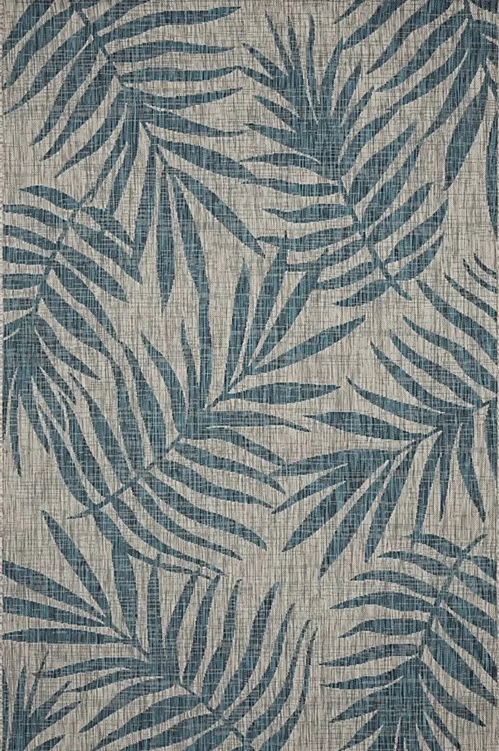 Scattered Palms Aqua 7'10 x 10'9 Indoor/Outdoor Rug