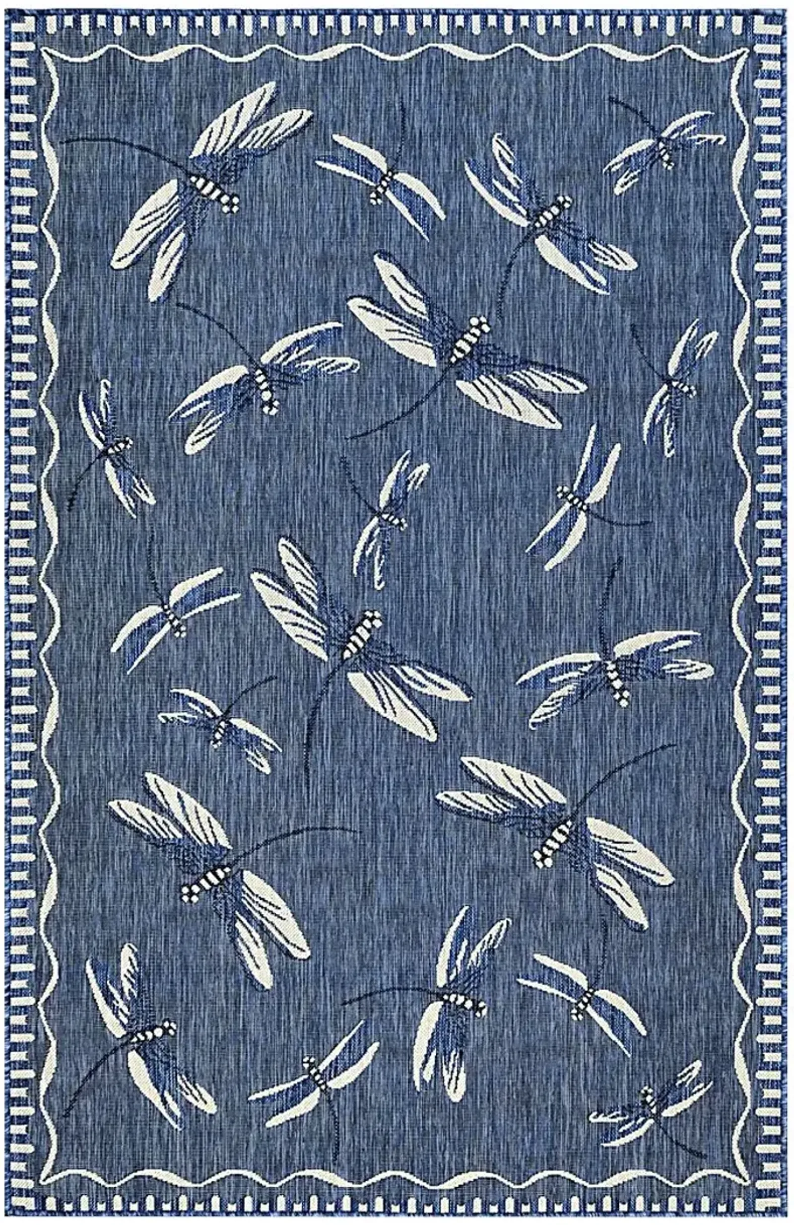 Dragonfly Dance Navy 7'10 x 9'10 Indoor/Outdoor Rug