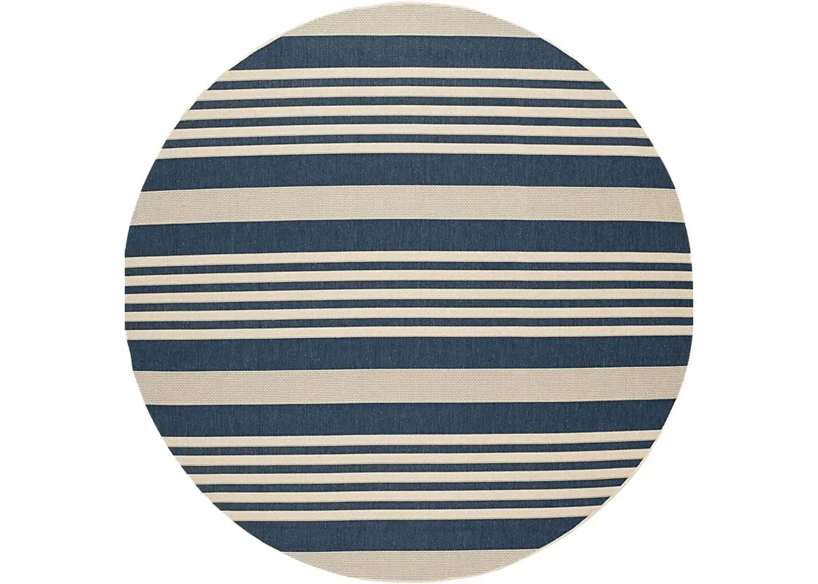 Fresh Stripes Navy 8' Round Indoor/Outdoor Rug