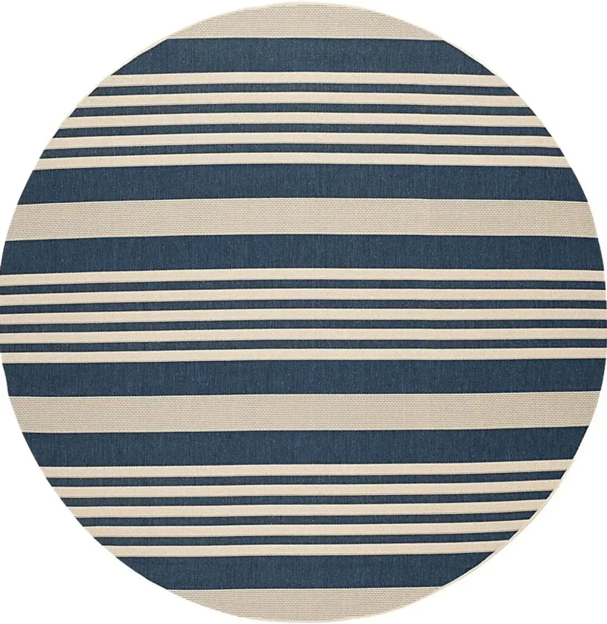 Fresh Stripes Navy 8' Round Indoor/Outdoor Rug