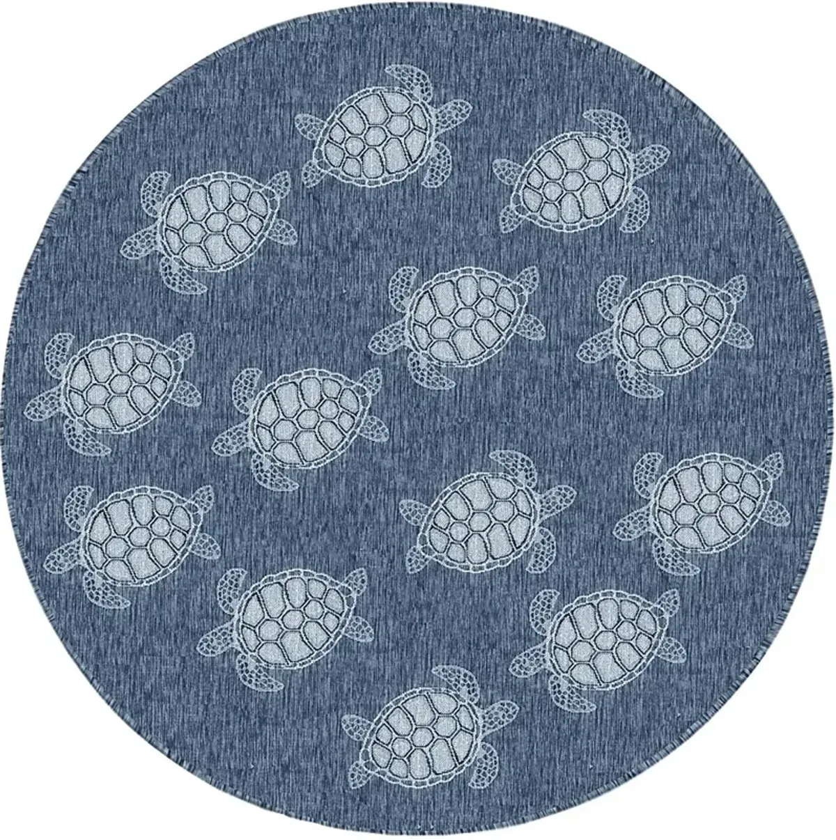 Turtle Cove Navy 7'10 Round Indoor/Outdoor Rug