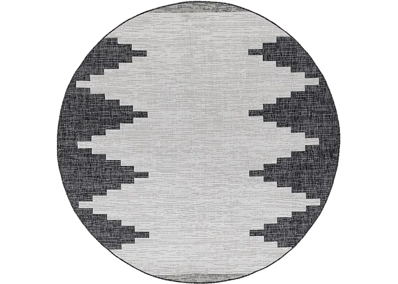 Yenna Black 7'10 Round Indoor/Outdoor Rug