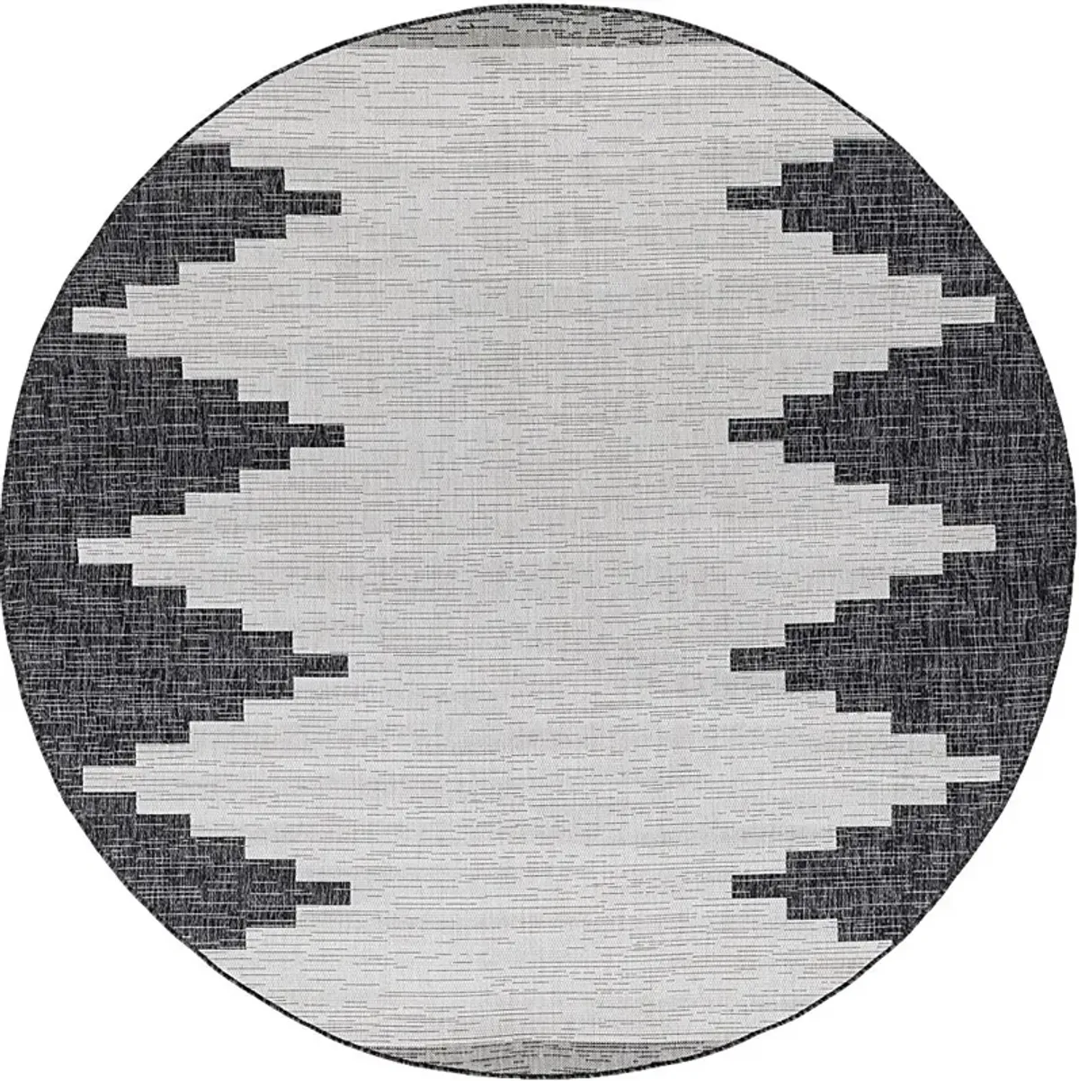 Yenna Black 7'10 Round Indoor/Outdoor Rug