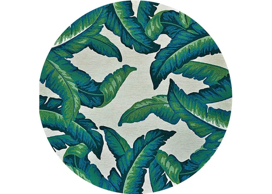 Lush Breeze Palm Green 7'10 Round Indoor/Outdoor Rug