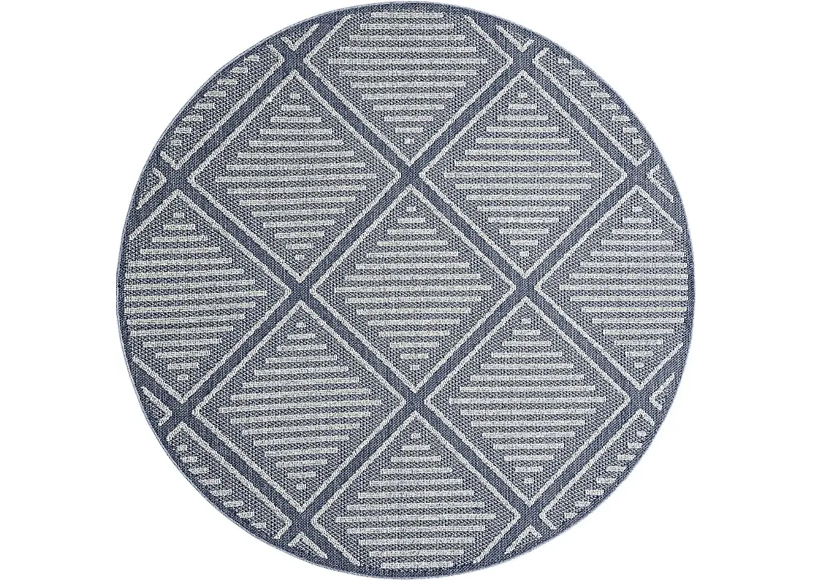 Crosswinds Navy 7'10 Round Indoor/Outdoor Rug