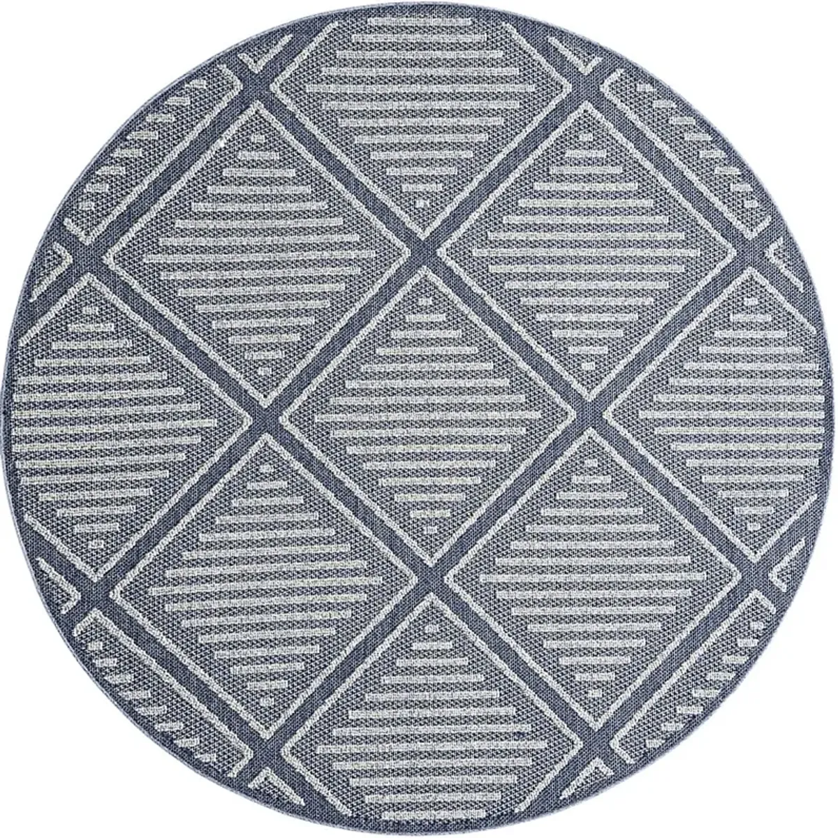 Crosswinds Navy 7'10 Round Indoor/Outdoor Rug