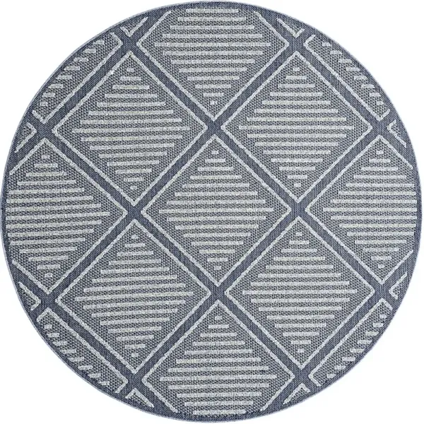 Crosswinds Navy 7'10 Round Indoor/Outdoor Rug