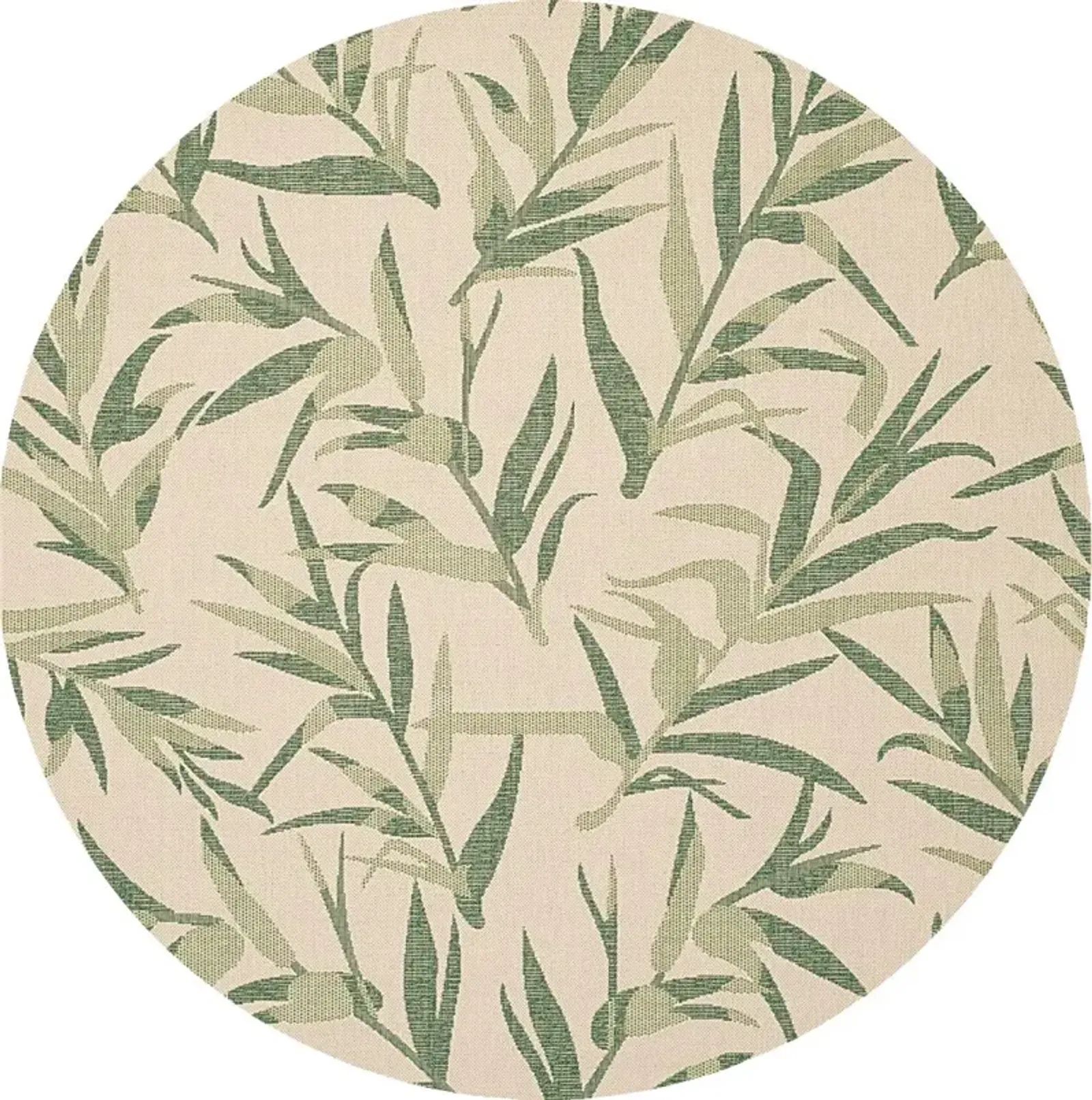 Peaceful Palms Beige 8' Round Indoor/Outdoor Rug