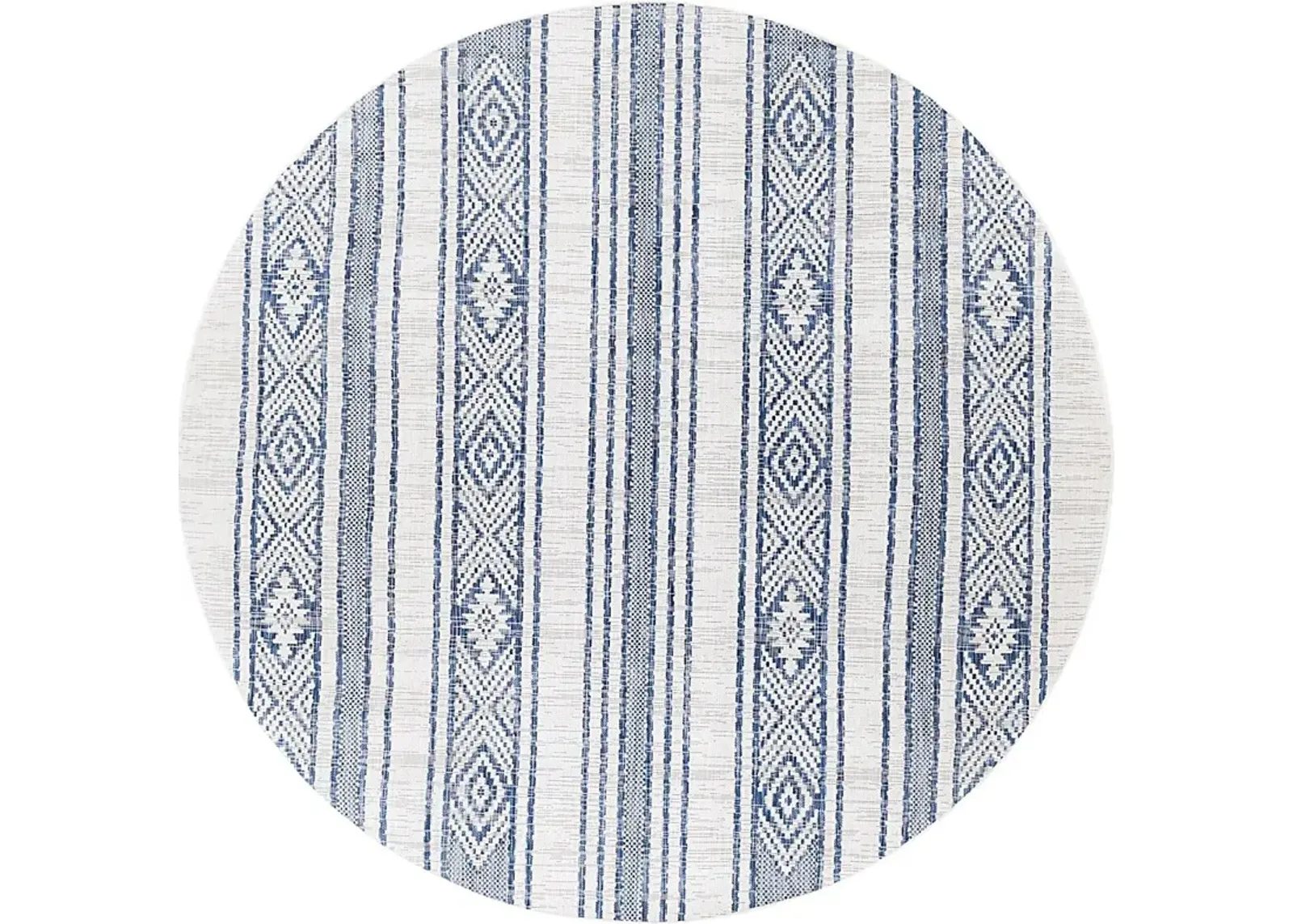 Perris Dark Blue 6'7 Round Indoor/Outdoor Rug