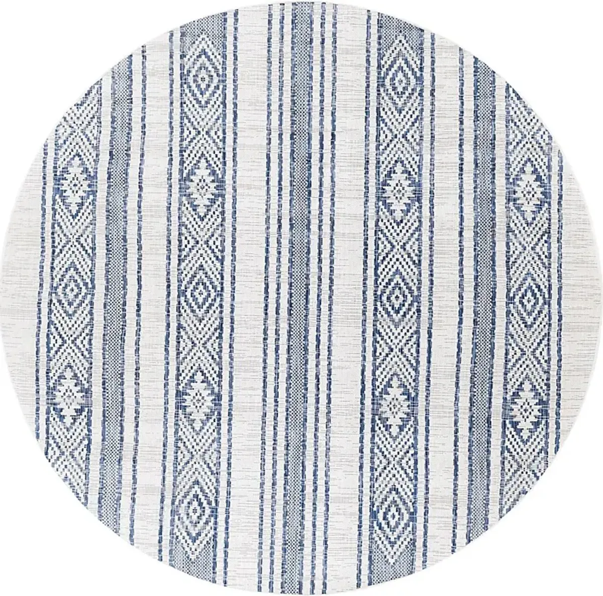 Perris Dark Blue 6'7 Round Indoor/Outdoor Rug