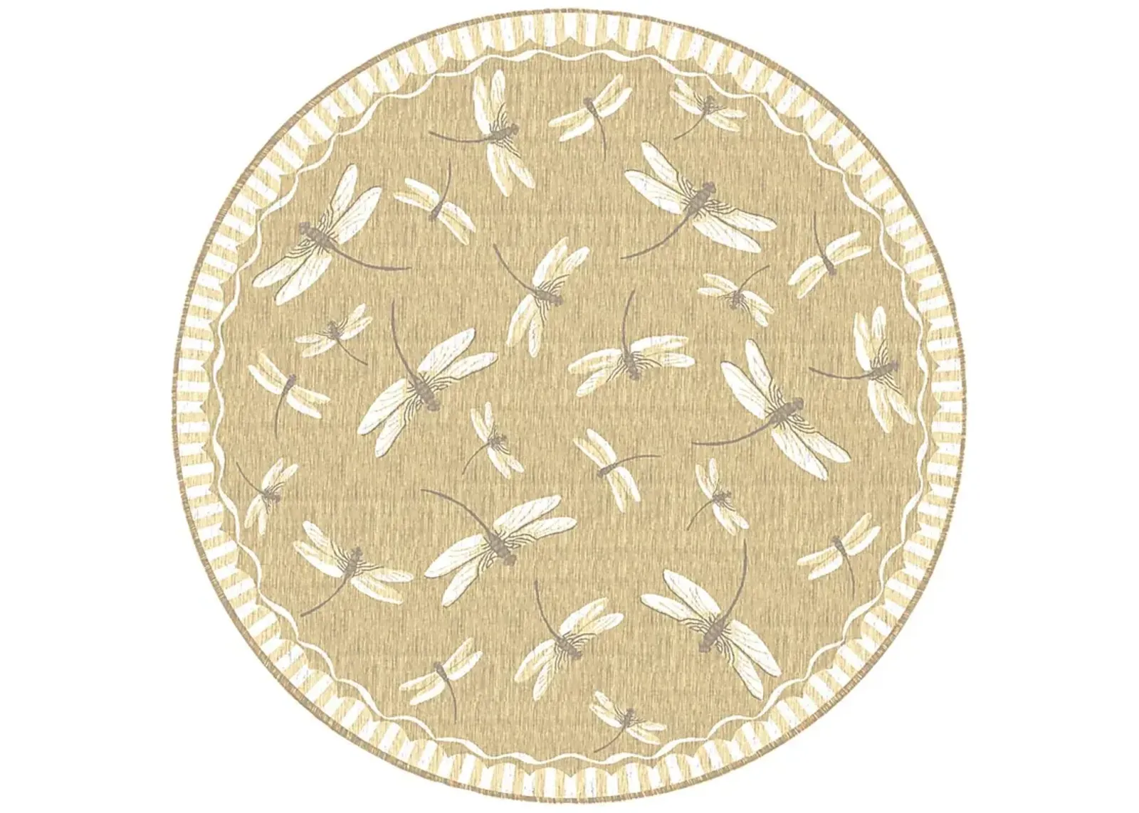 Dragonfly Dance Sand 7'10 Round Indoor/Outdoor Rug