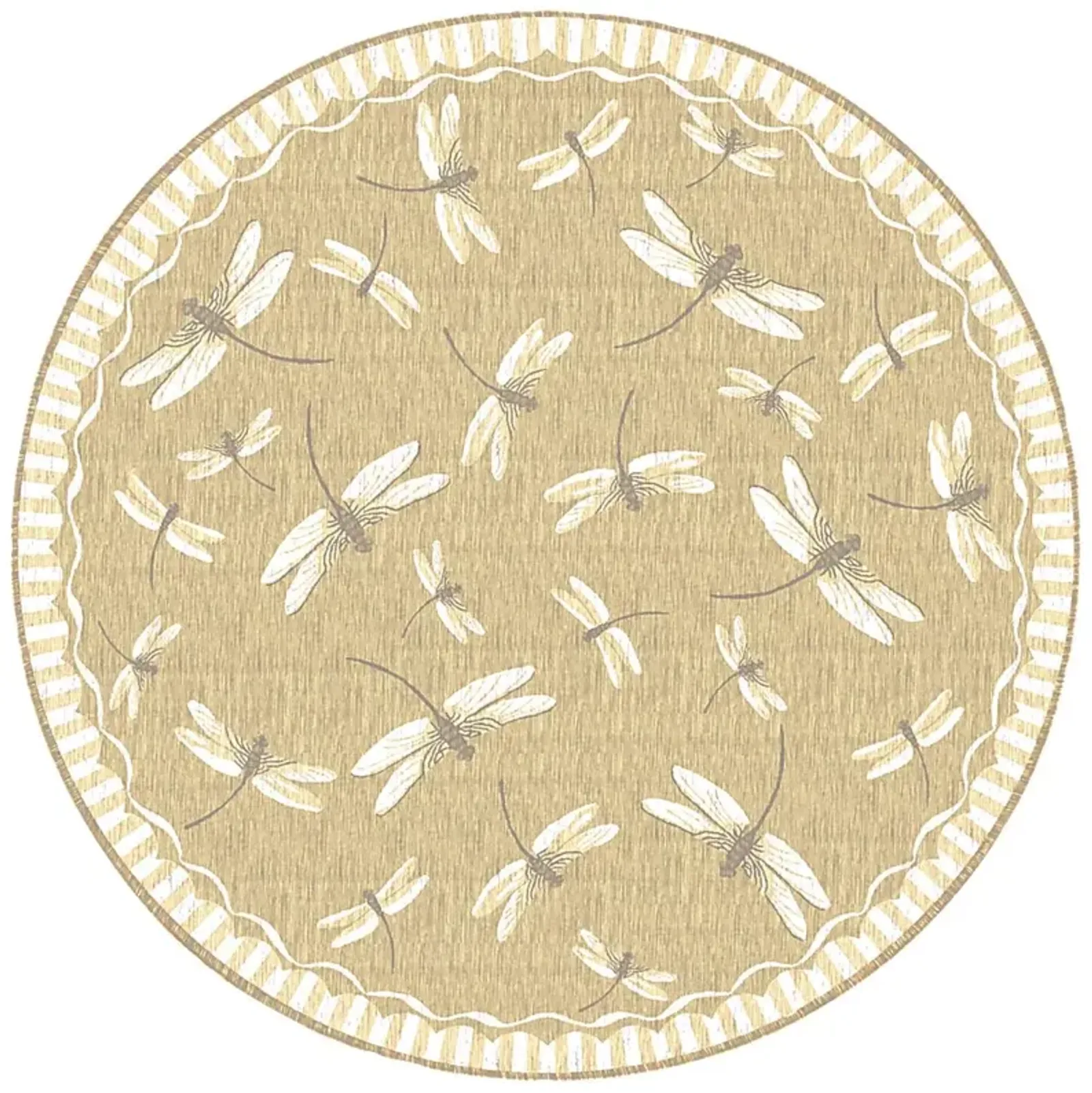 Dragonfly Dance Sand 7'10 Round Indoor/Outdoor Rug