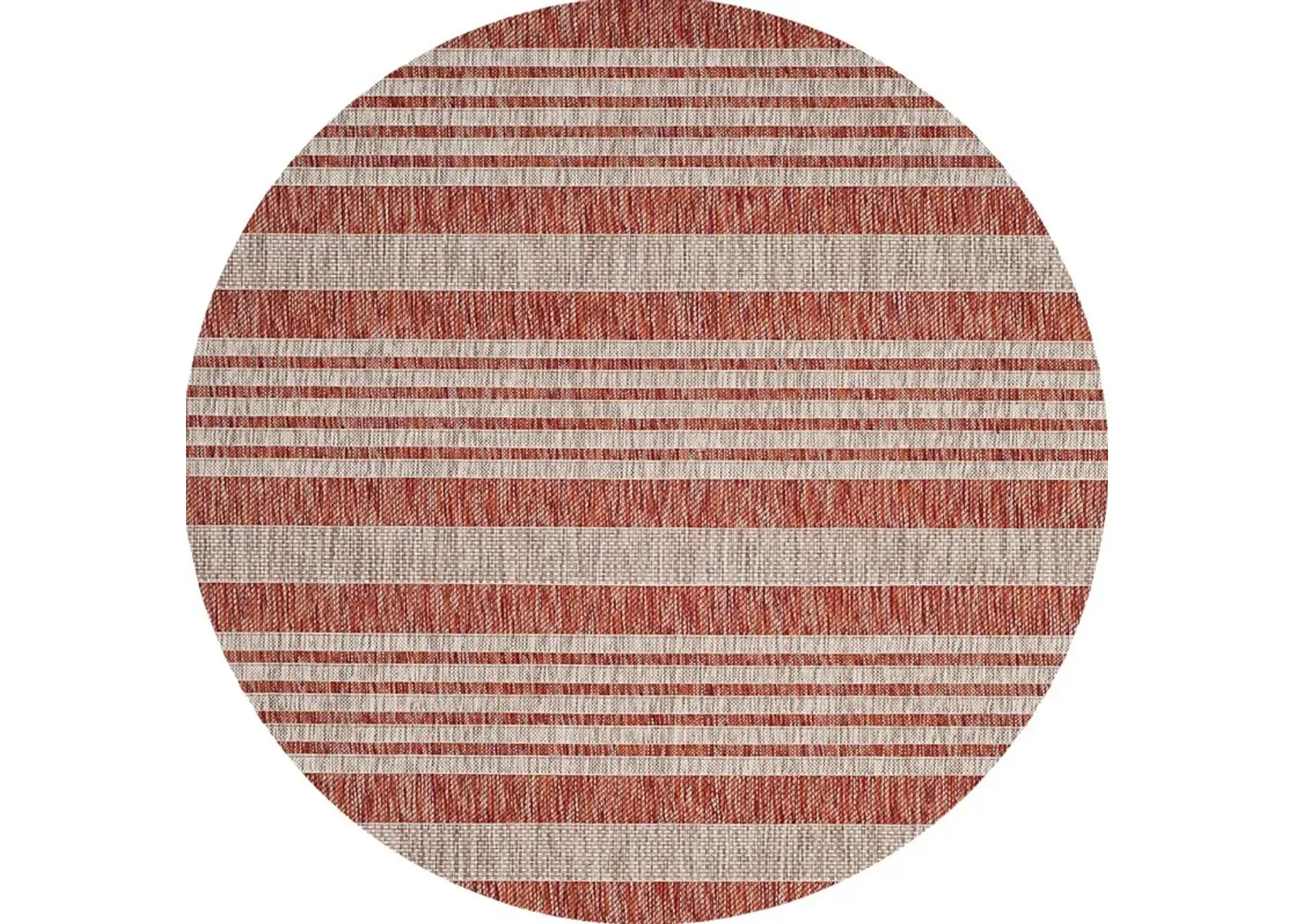 Fresh Stripes Brick 8' Round Indoor/Outdoor Rug