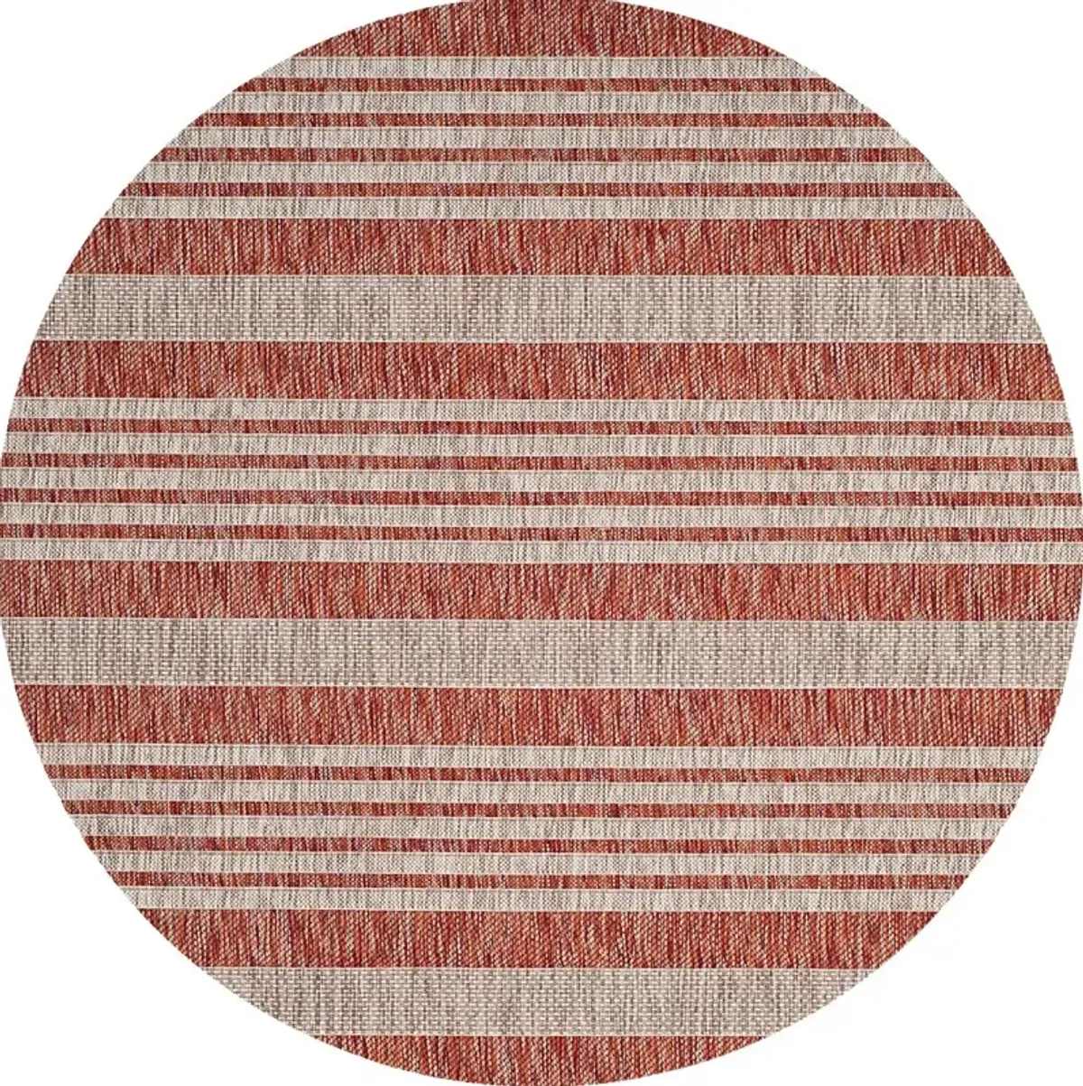 Fresh Stripes Brick 8' Round Indoor/Outdoor Rug