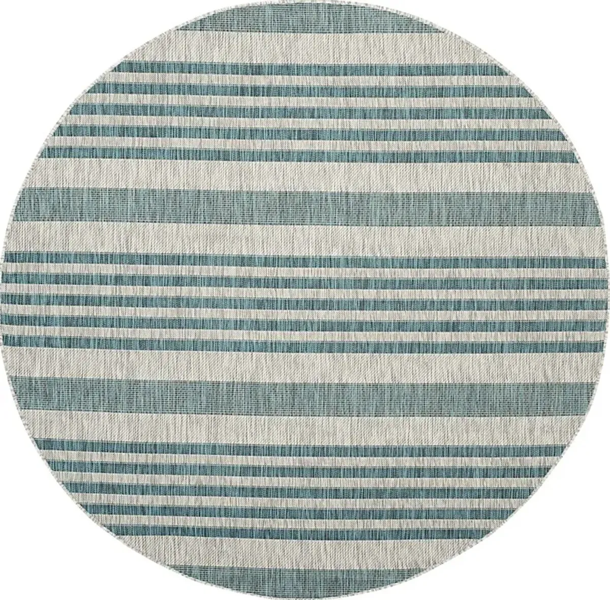 Fresh Stripes Teal 8' Round Indoor/Outdoor Rug