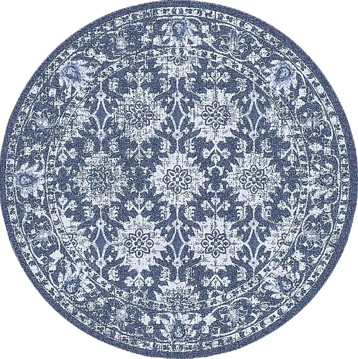 Syros Dark Blue 7'10 Round Indoor/Outdoor Rug