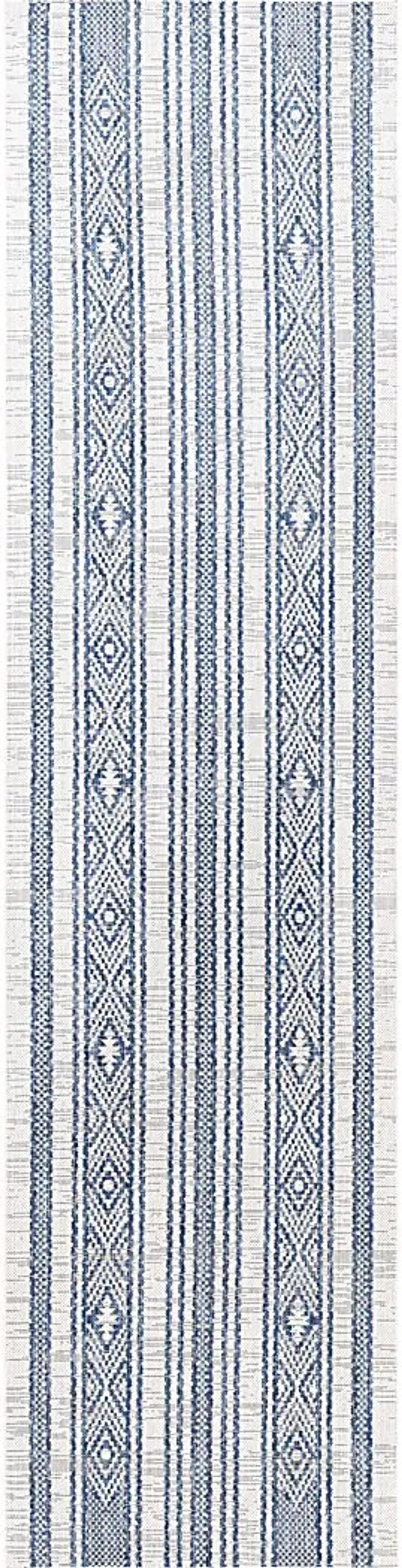 Perris Dark Blue 2'7 x 10' Indoor/Outdoor Rug