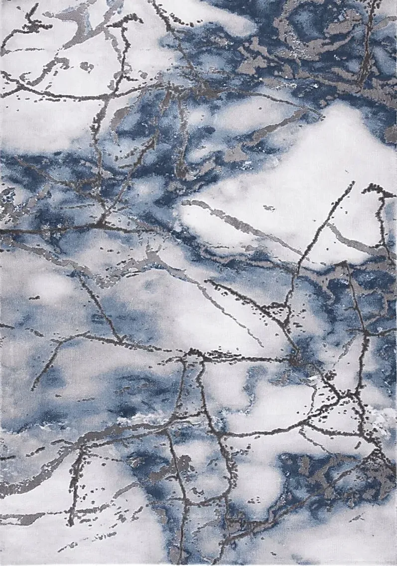 Cracked Marble Blue 5'3 x 7'6 Rug