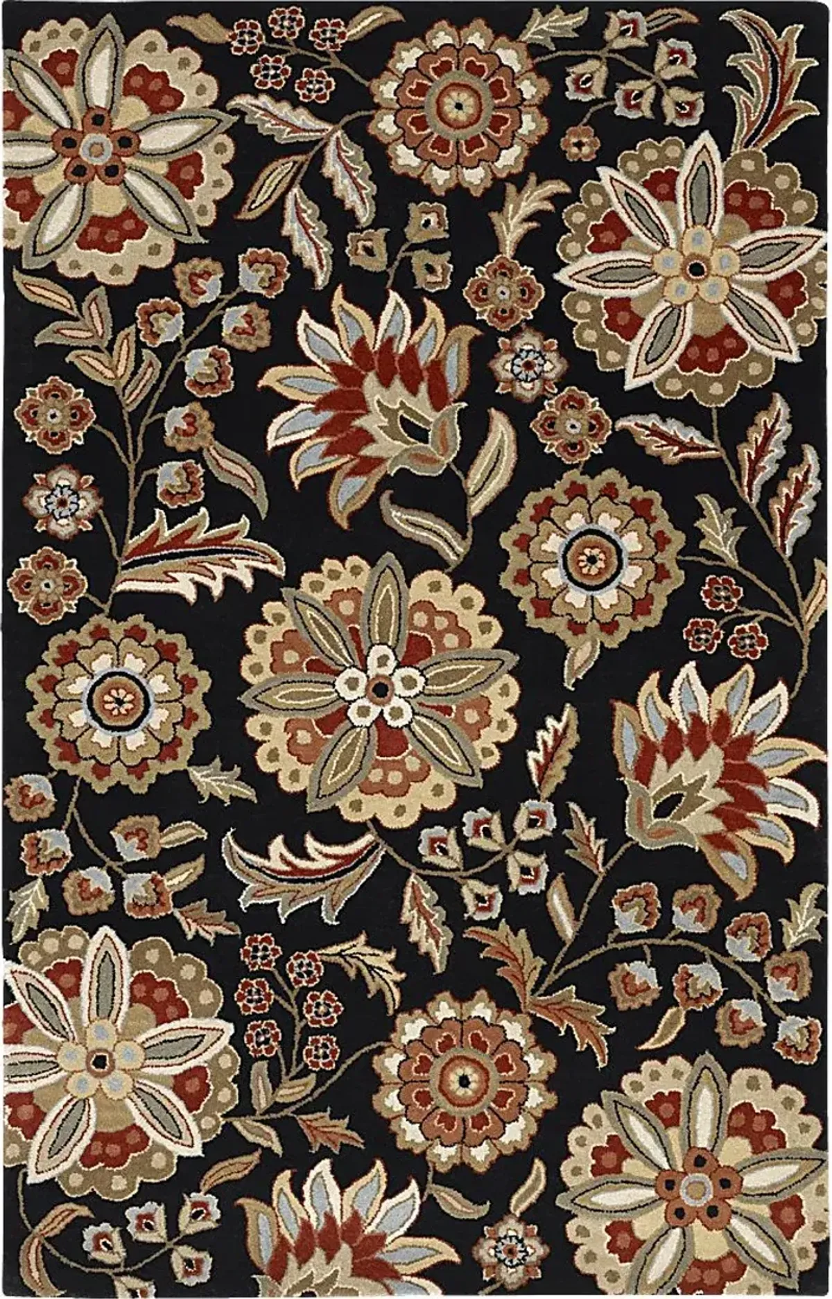 Blooming Black 5 x 8 Rug