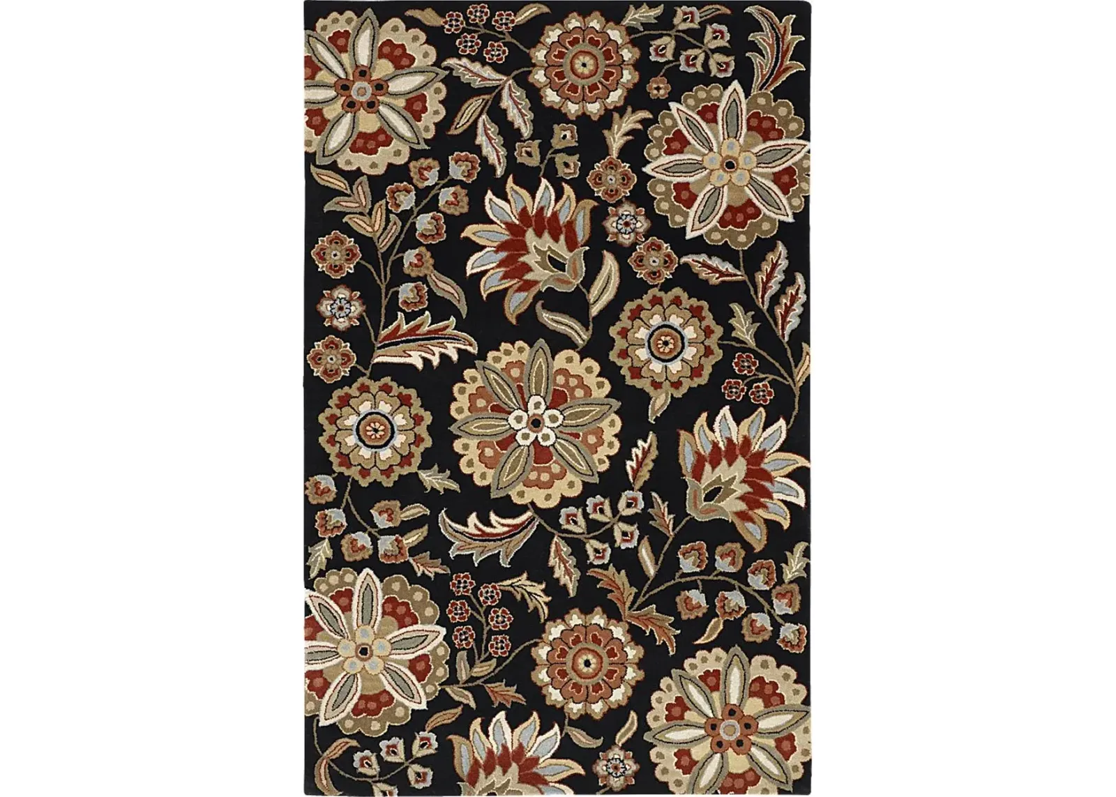 Blooming Black 8 x 11 Rug