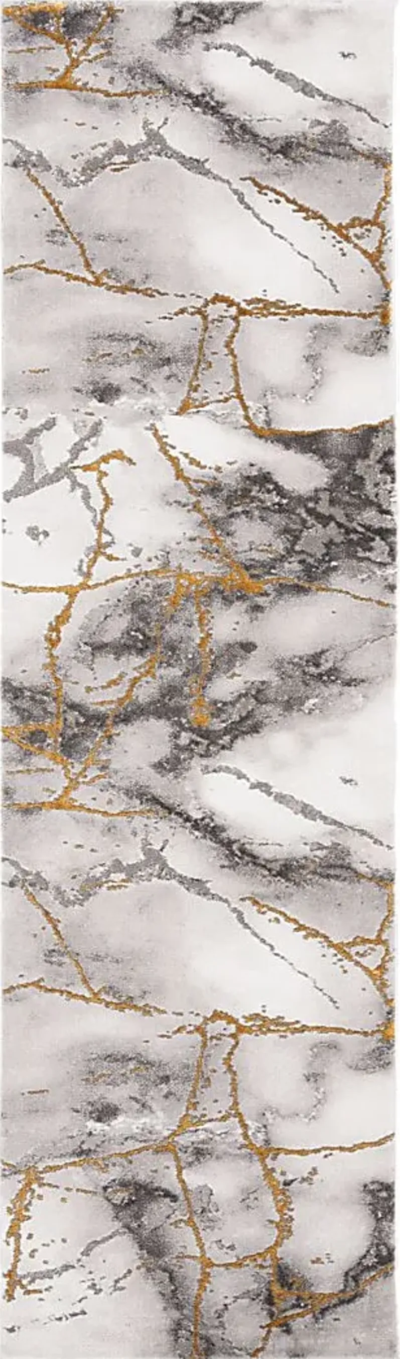 Cracked Marble Gray 2' x 8' Runner Rug
