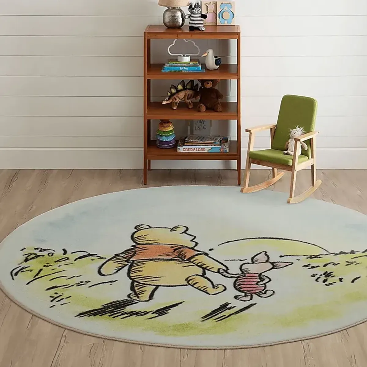 Kids Disney Winnie The Pooh Friendship White 5' Round Rug