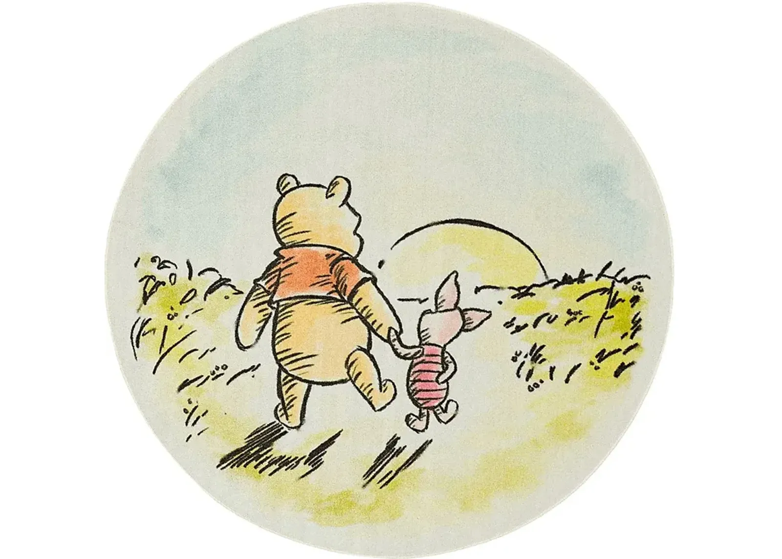 Kids Disney Winnie The Pooh Friendship White 5' Round Rug