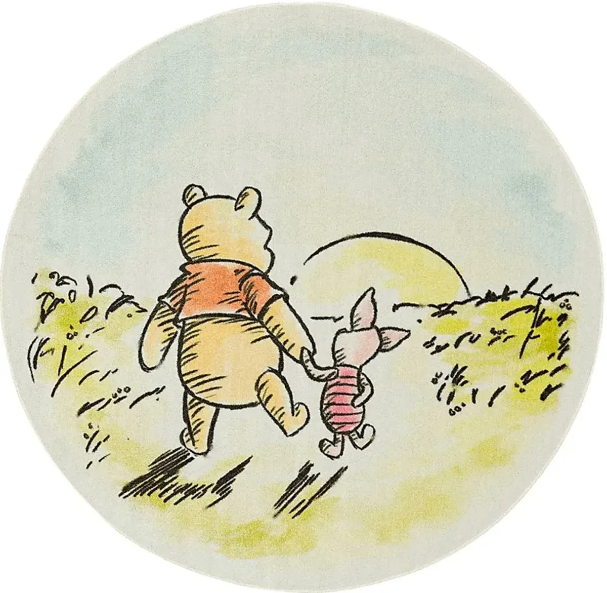 Kids Disney Winnie The Pooh Friendship White 5' Round Rug