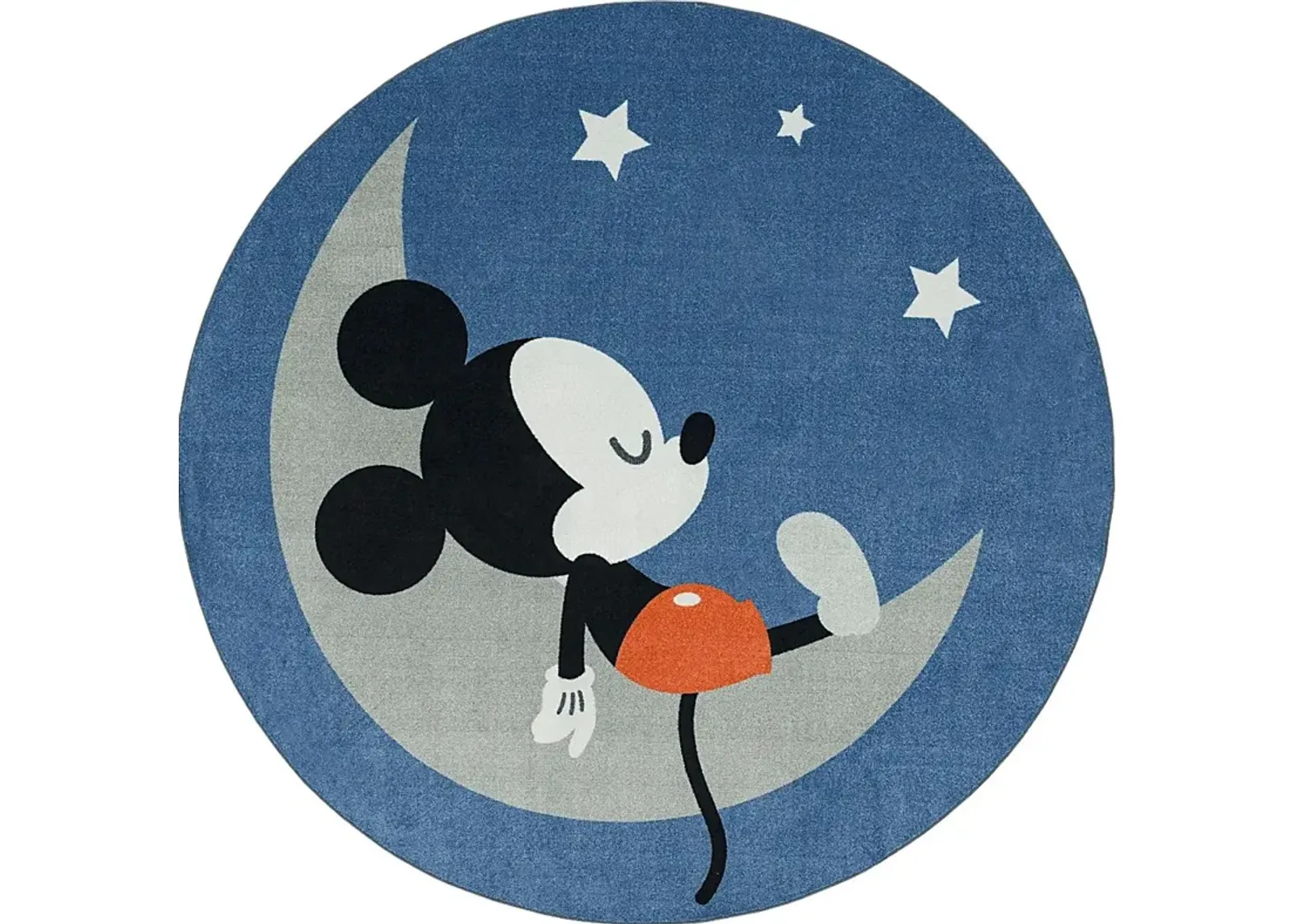 Kids Disney Baby Mickey Mouse Sleepy Moon Blue 5' x 5' Rug