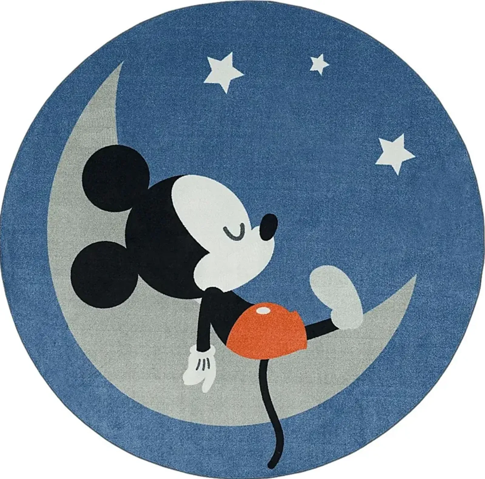 Kids Disney Baby Mickey Mouse Sleepy Moon Blue 5' x 5' Rug