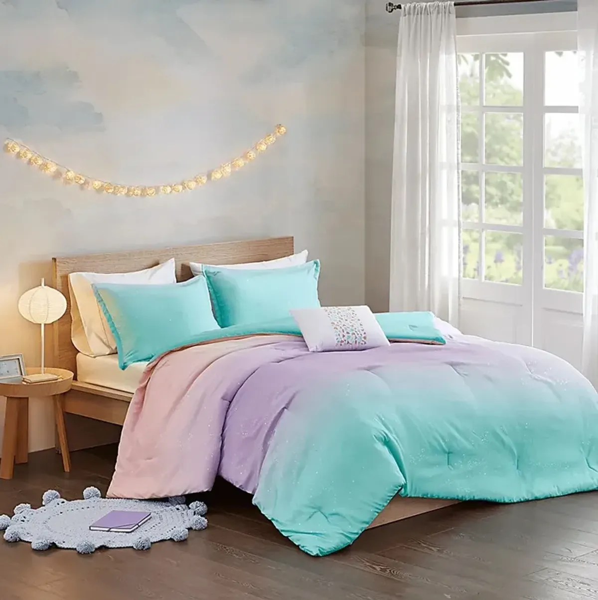 Kids Candy Ombre Aqua 3 Pc Twin XL Comforter Set