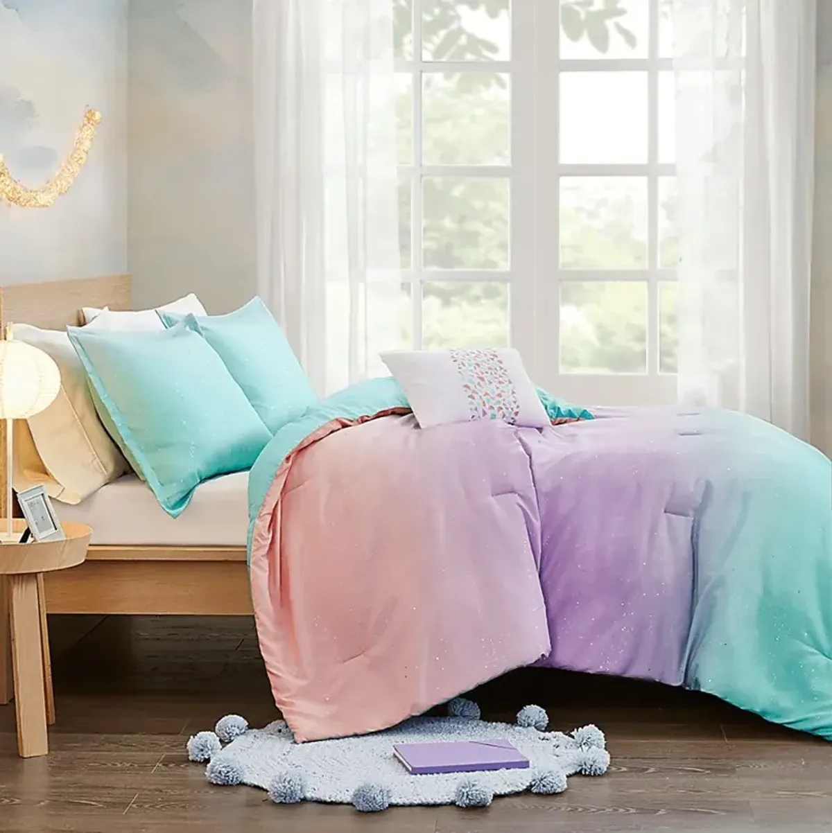 Kids Candy Ombre Aqua 3 Pc Twin XL Comforter Set