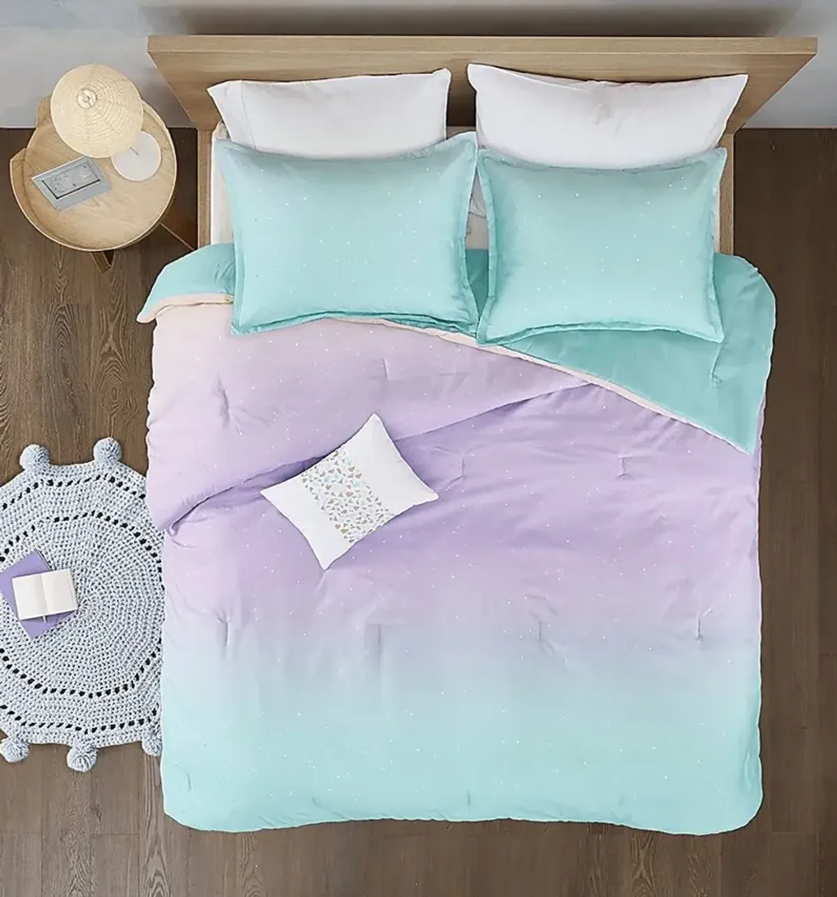 Kids Candy Ombre Aqua 3 Pc Twin XL Comforter Set