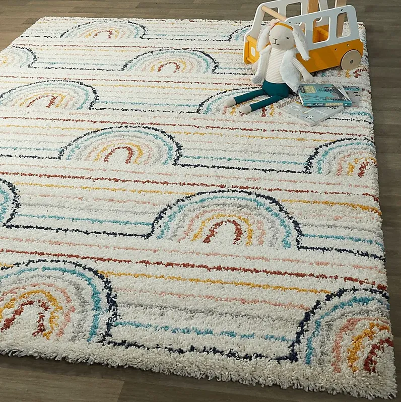 Kids Baby Rainbows White 3'11"" x 5'7"" Rug