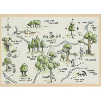 Kids Disney Winnie The Pooh 100 Acre Wood Map White 3' x 5' Rug