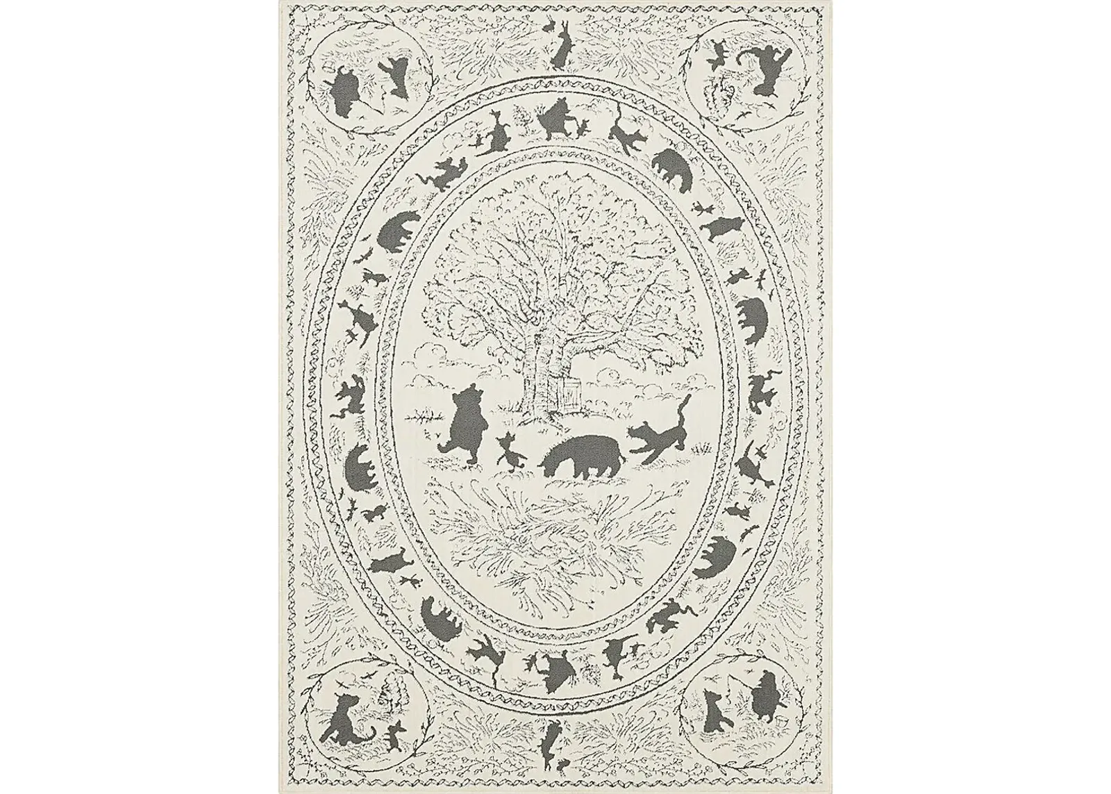 Kids Disney Winnie The Pooh Story Time White 3'5"" x 5'5"" Rug