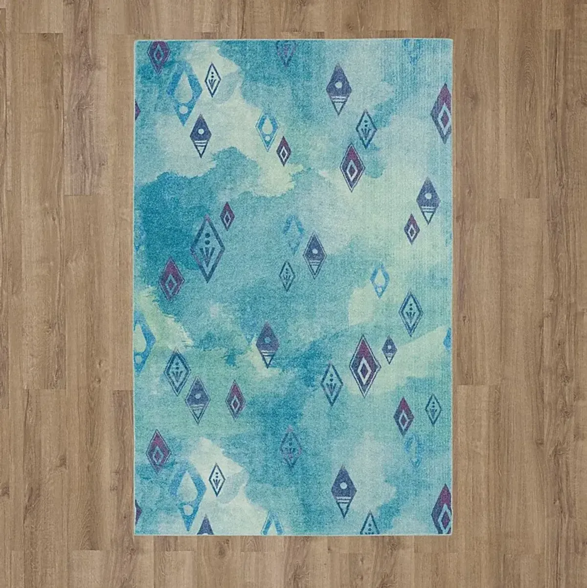 Kids Disney's Elemental Watercolor Blue 3'3 x 5 Rug