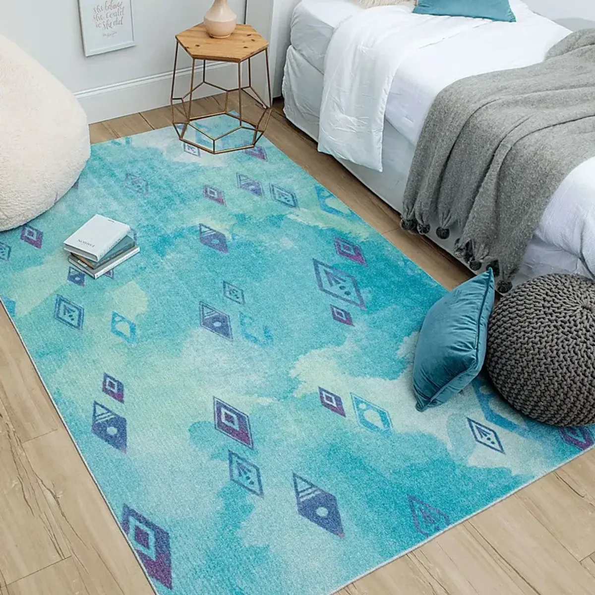 Kids Disney's Elemental Watercolor Blue 3'3 x 5 Rug