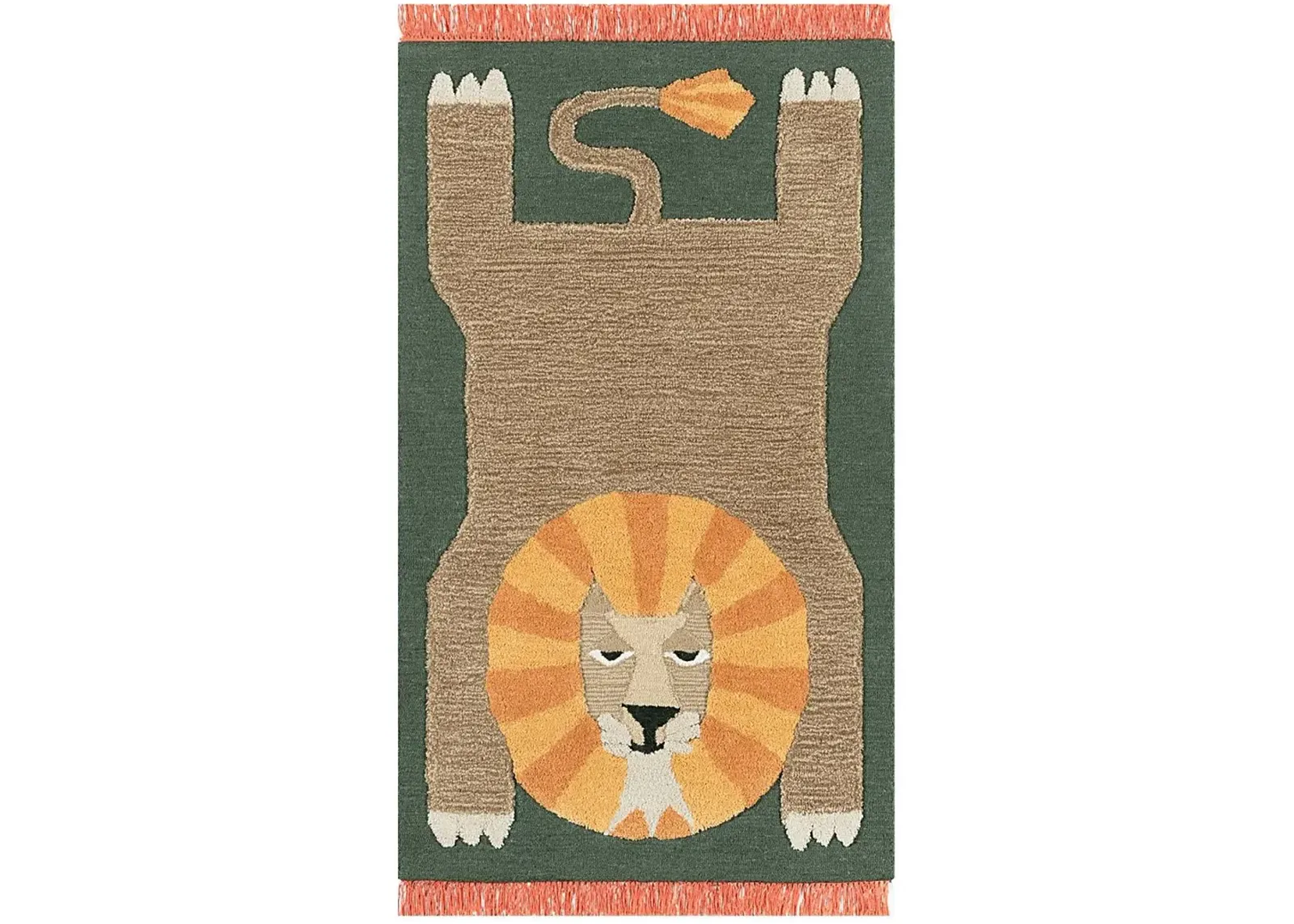 Kids Fierce Lion Green 3' x 5' Rug