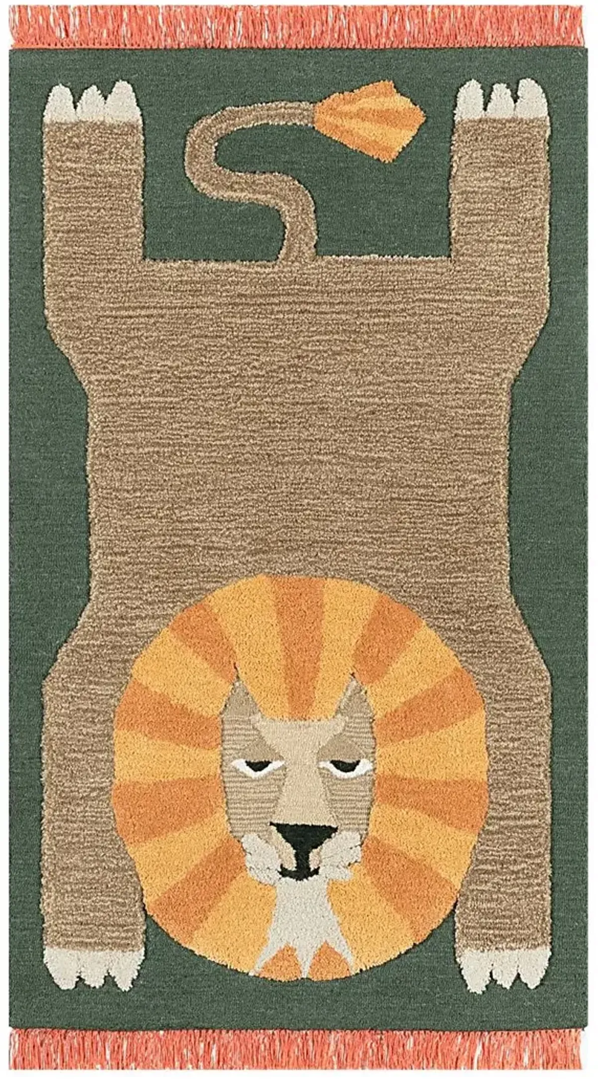 Kids Fierce Lion Green 3' x 5' Rug