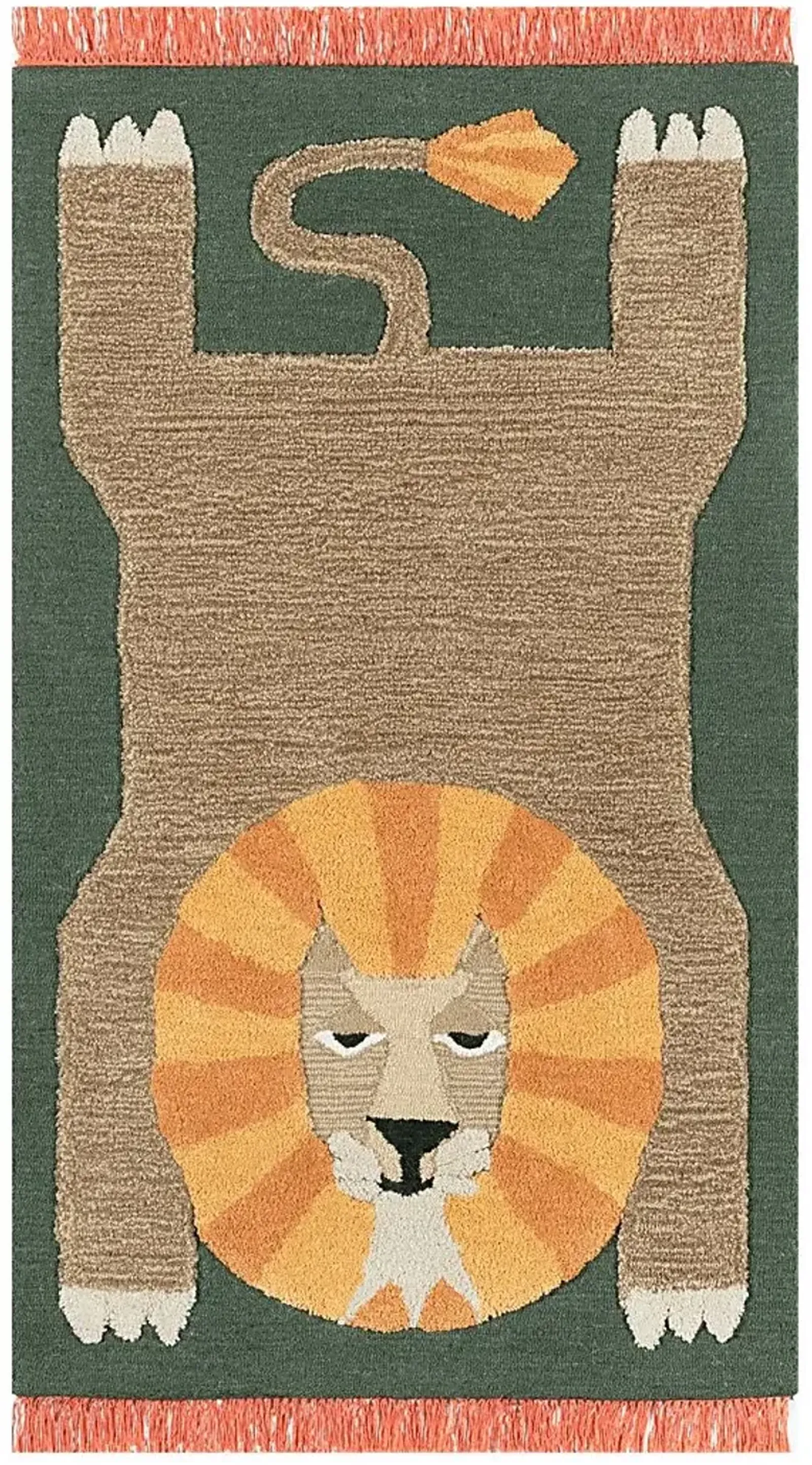 Kids Fierce Lion Green 3' x 5' Rug