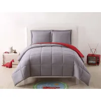 Kids Boyette Gray/Red 2 Pc Twin Comforter Set