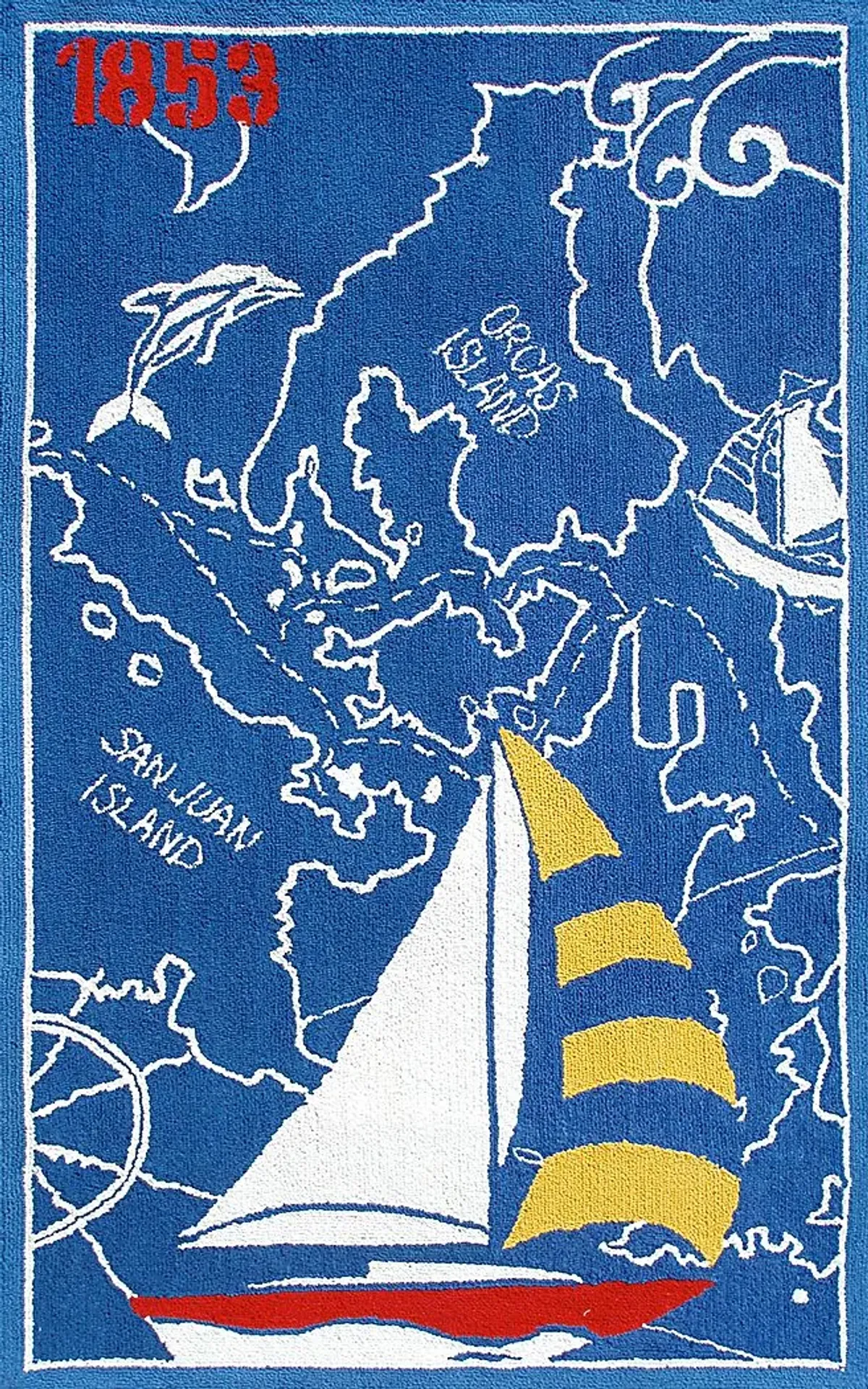 Kids Nautical Adventure Blue 2'8 x 4'8 Rug