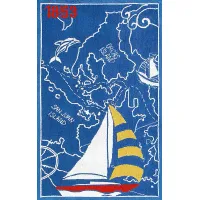 Kids Nautical Adventure Blue 2'8 x 4'8 Rug