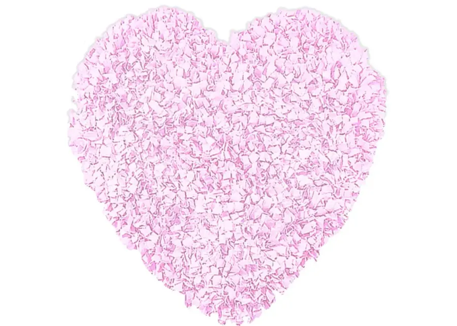 Kids Fluffy Heart Pink 3' x 3' Rug