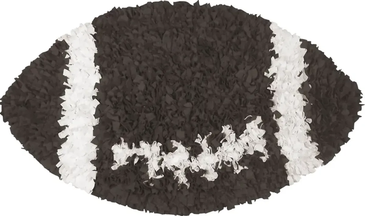 Kids Fluffy Football Brown 3' x 3' Rug